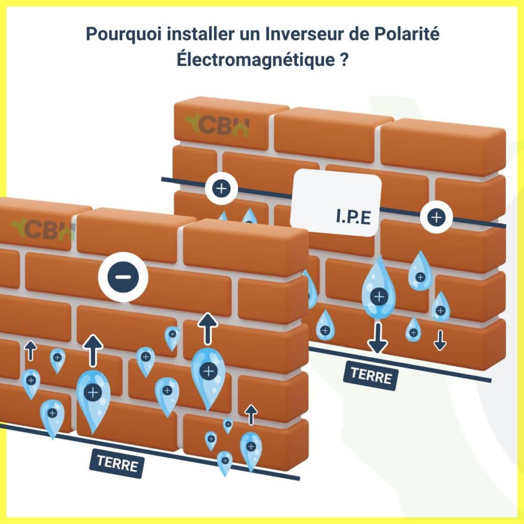 Infographie sur les avantages de l’inverseur de polarité électromagnétique pour traiter l’humidité